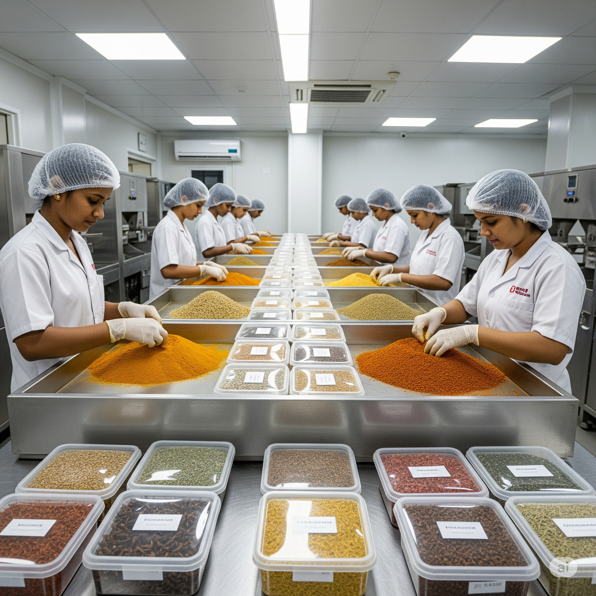 Workers in a clean processing facility